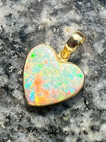 Load image into Gallery viewer, Handmade 18 ct gold hart shaped opal pendant

