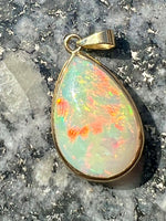 Load image into Gallery viewer, 18ct gold handmade teardrop opal pendant
