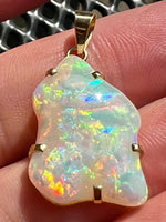 Load image into Gallery viewer, 18 ct gold handmade rainbow colors opal pendant
