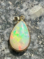 Load image into Gallery viewer, 18ct gold handmade teardrop opal pendant
