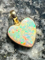 Load image into Gallery viewer, Handmade 18 ct gold hart shaped opal pendant
