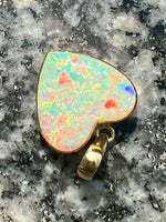 Load image into Gallery viewer, Handmade 18 ct gold hart shaped opal pendant
