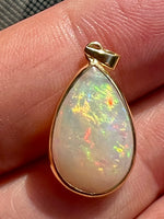 Load image into Gallery viewer, 18ct gold handmade teardrop opal pendant
