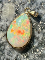 Load image into Gallery viewer, 18ct gold handmade teardrop opal pendant
