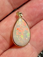Load image into Gallery viewer, 18ct gold handmade teardrop opal pendant
