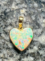 Load image into Gallery viewer, Handmade 18 ct gold hart shaped opal pendant
