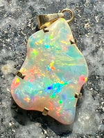 Load image into Gallery viewer, 18 ct gold handmade rainbow colors opal pendant
