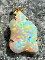 Load image into Gallery viewer, 18 ct gold handmade rainbow colors opal pendant
