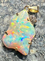 Load image into Gallery viewer, 18 ct gold handmade rainbow colors opal pendant
