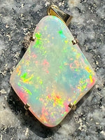 Load image into Gallery viewer, 18ct gold handmade big opal pendant rainbow colors
