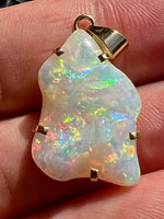 Load image into Gallery viewer, 18 ct gold handmade rainbow colors opal pendant
