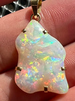 Load image into Gallery viewer, 18 ct gold handmade rainbow colors opal pendant
