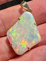 Load image into Gallery viewer, 18ct gold handmade big opal pendant rainbow colors
