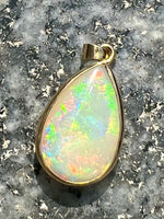 Load image into Gallery viewer, 18ct gold handmade teardrop opal pendant
