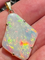 Load image into Gallery viewer, 18ct gold handmade big opal pendant rainbow colors
