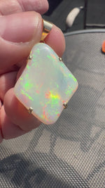 Load and play video in Gallery viewer, 18ct gold handmade big opal pendant rainbow colors
