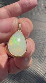 Load and play video in Gallery viewer, 18ct gold handmade teardrop opal pendant
